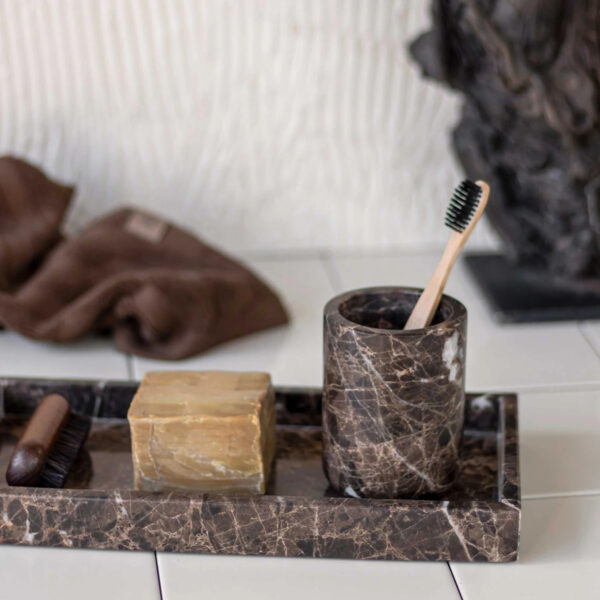 Dekoratiivne kandik Marble pruun 16x31x h3cm